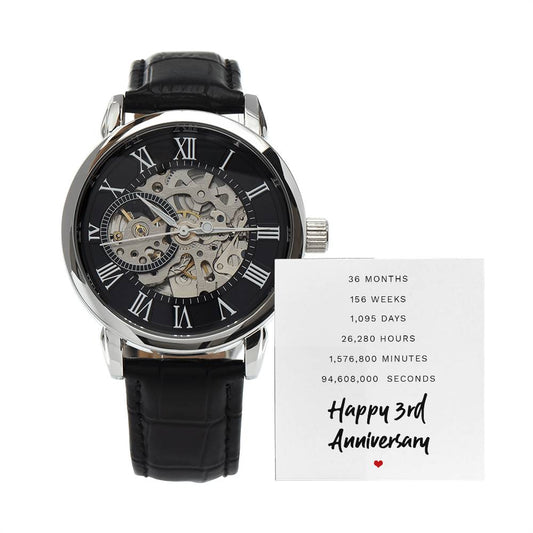 Happy 3rd Anniversary  - Best Anniversary Gift for Husband - Openwork Watch