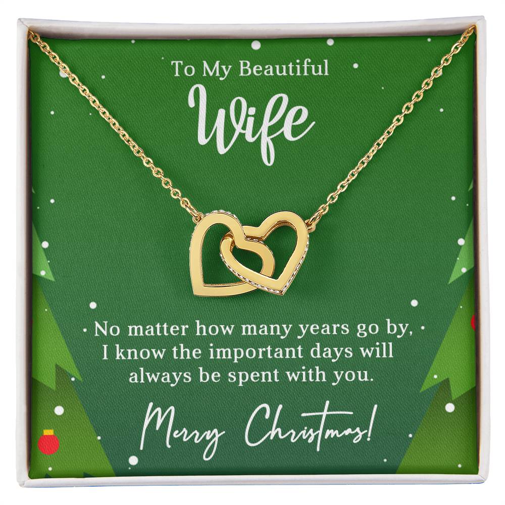 Wife - With you - Christmas gift - Interlocking Hearts Necklace