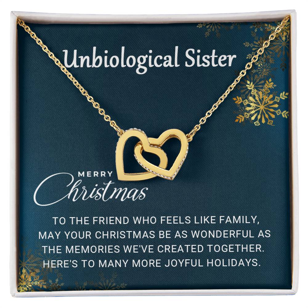 Unbiological Sister  - Christmas Gift- Interlocking Hearts Necklace