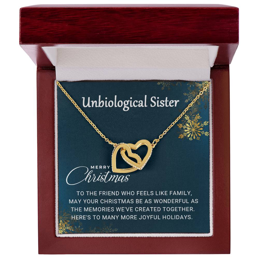 Unbiological Sister  - Christmas Gift- Interlocking Hearts Necklace