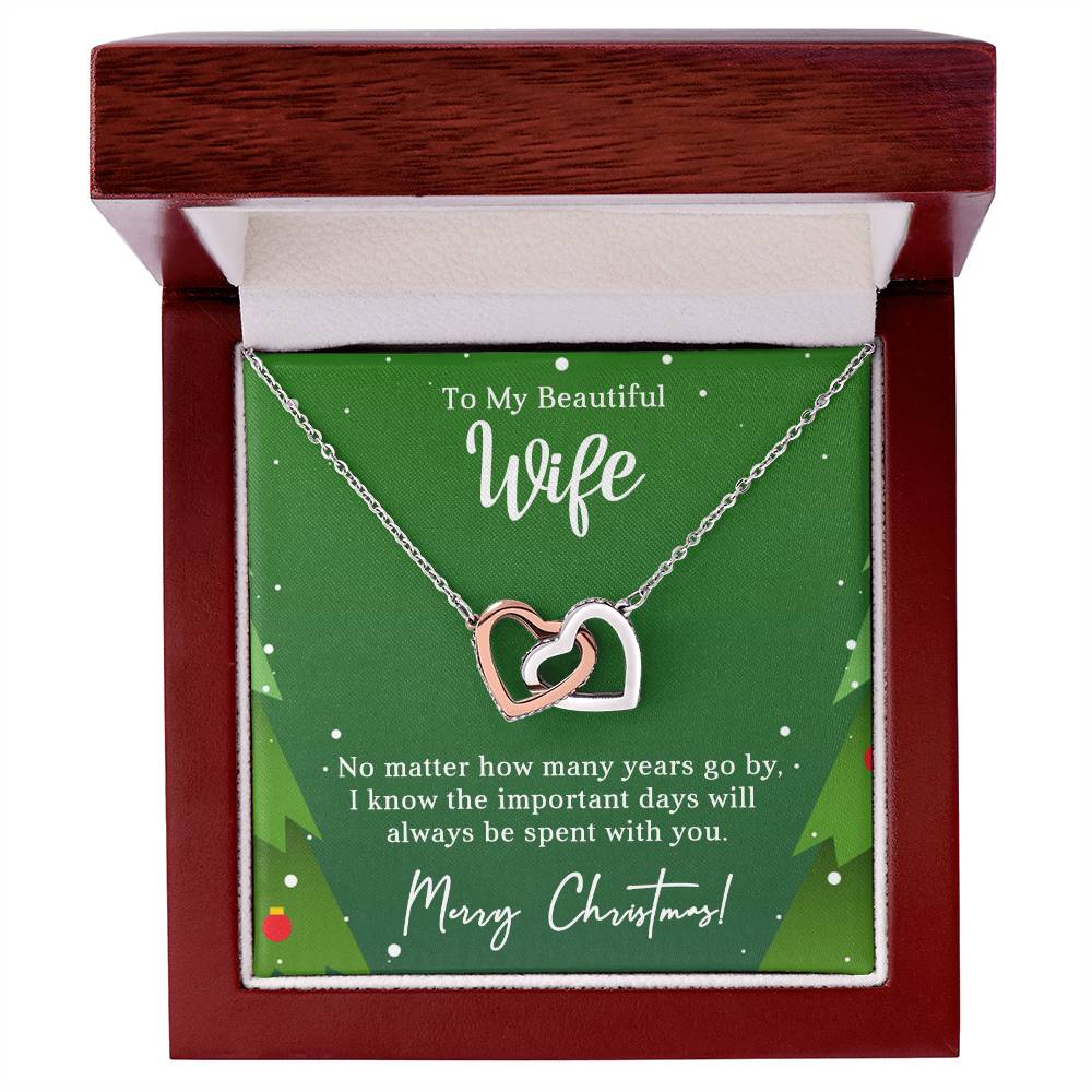 Wife - With you - Christmas gift - Interlocking Hearts Necklace