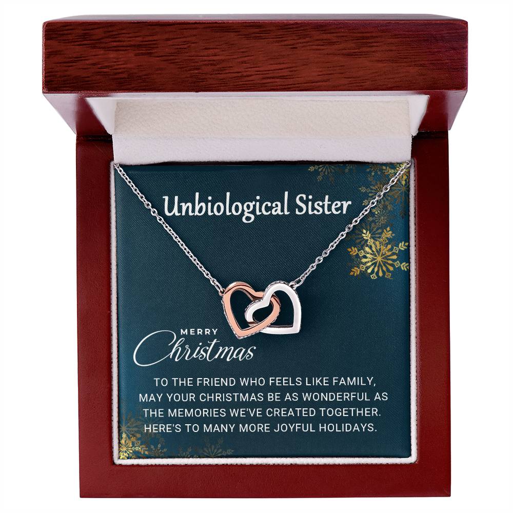 Unbiological Sister  - Christmas Gift- Interlocking Hearts Necklace