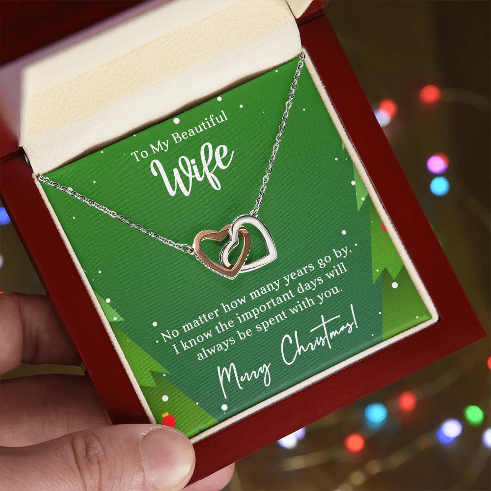 Wife - With you - Christmas gift - Interlocking Hearts Necklace