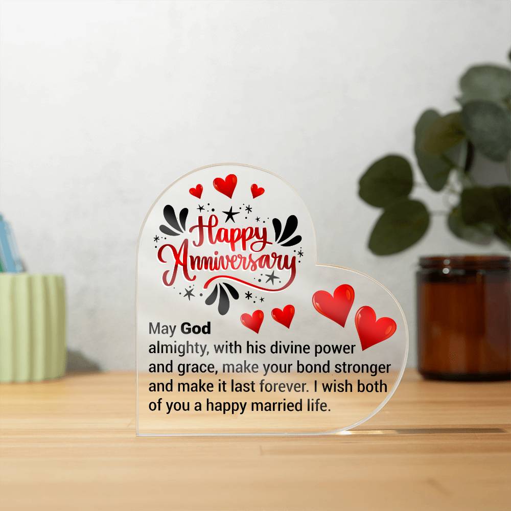 Anniversary Gifts  - Happy Anniversaary -  Acrylic Heart Plaque