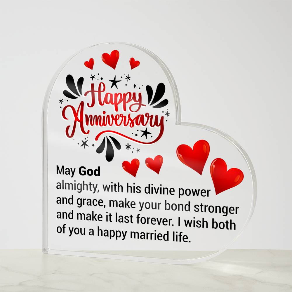 Anniversary Gifts  - Happy Anniversaary -  Acrylic Heart Plaque