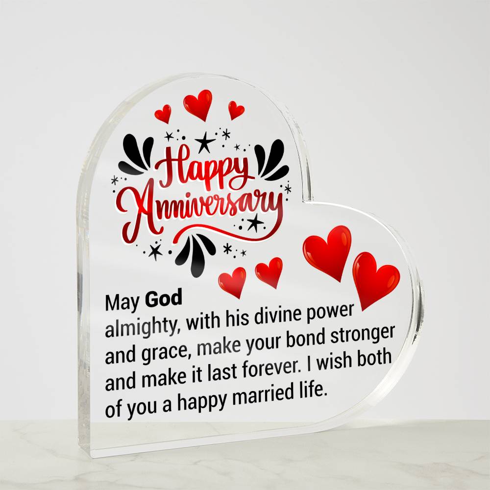 Anniversary Gifts  - Happy Anniversaary -  Acrylic Heart Plaque