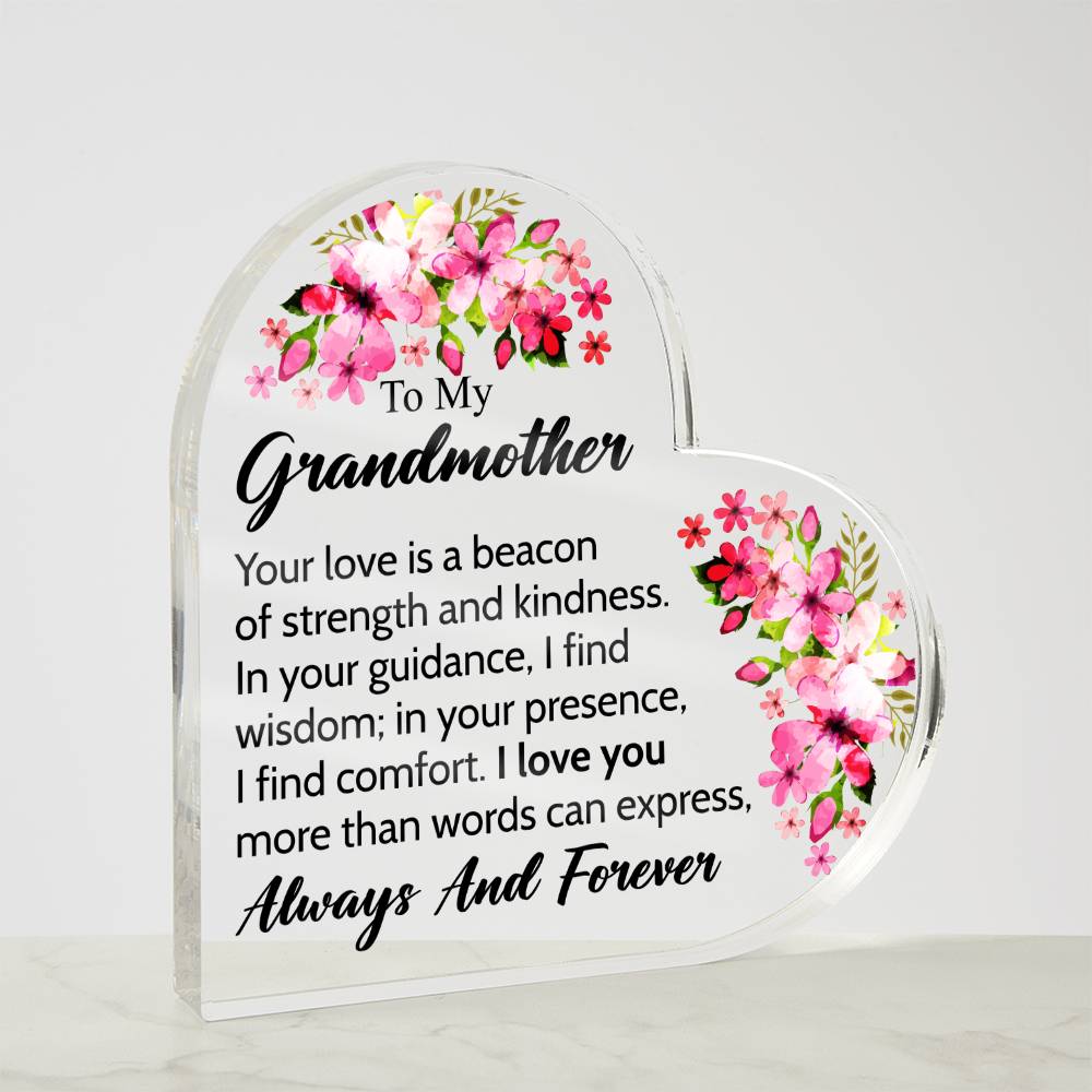 To My Grandmother - Acrylic Heart Plaque