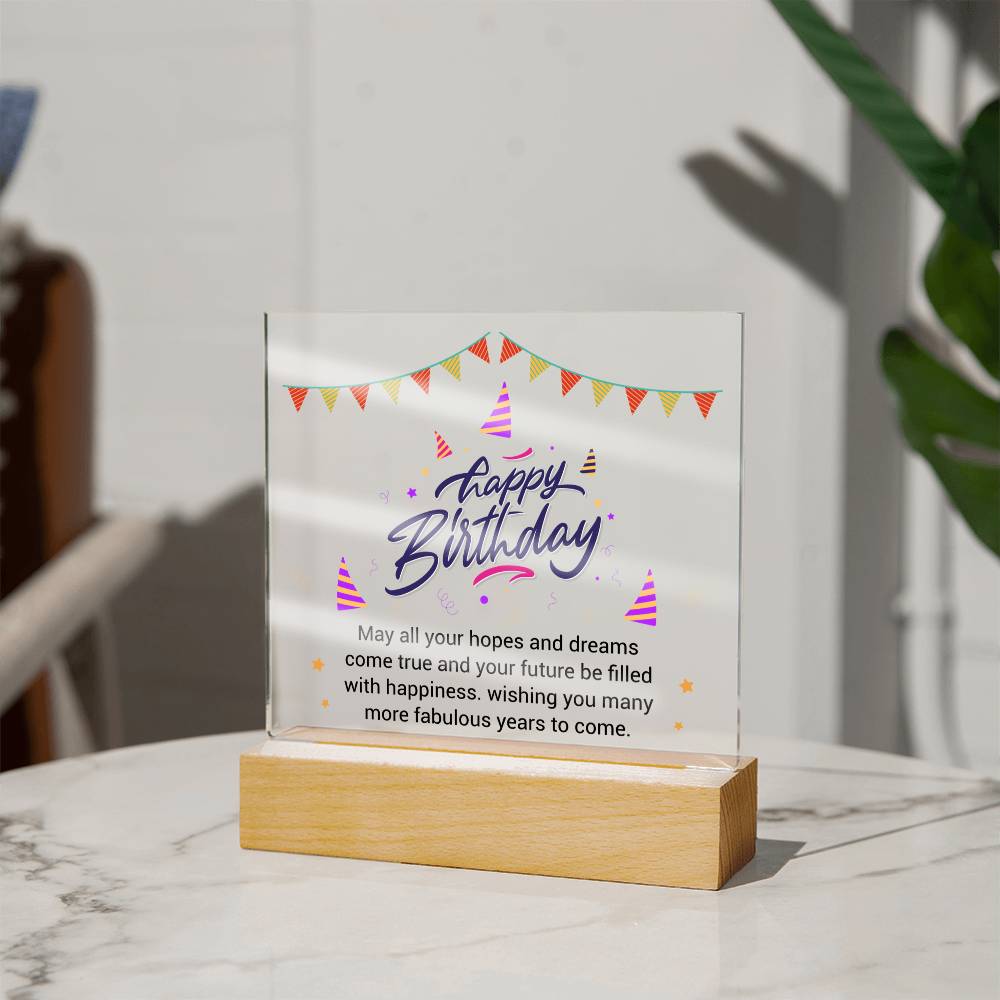 Birthday Gift - Happy Birthday - Acrylic Square Plaque