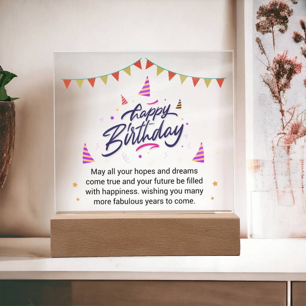 Birthday Gift - Happy Birthday - Acrylic Square Plaque