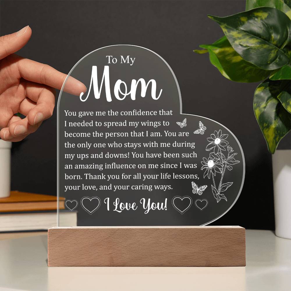 To My Mom - Acrylic Heart Plaque