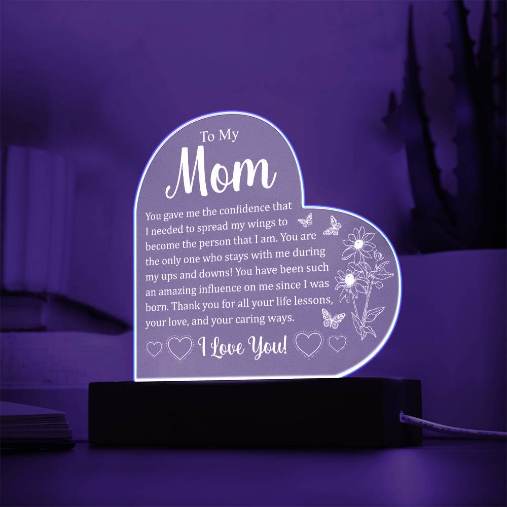 To My Mom - Acrylic Heart Plaque