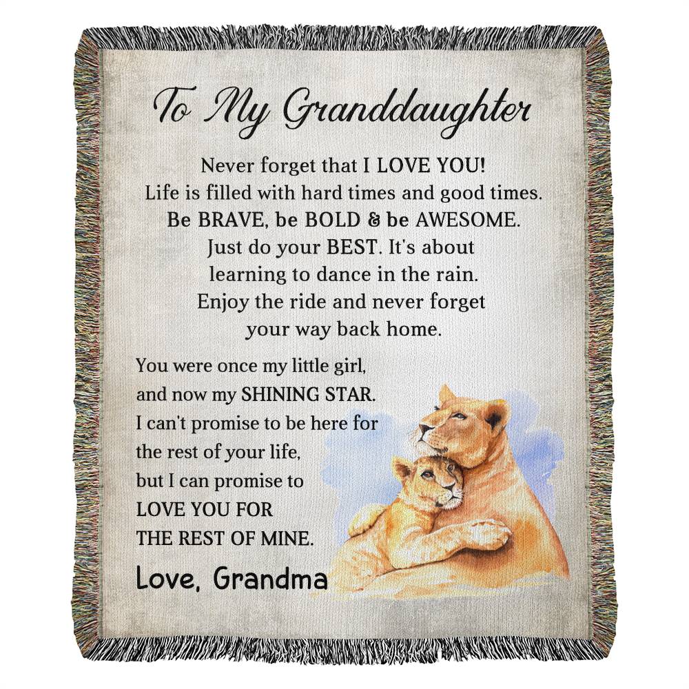 To My Granddaughter - Lion Blanket From Grandma- Heirloom Woven Blanket