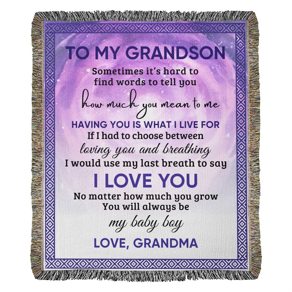 To My Grandson Blanket - Gift From Grandma - Heirloom Woven Blanket