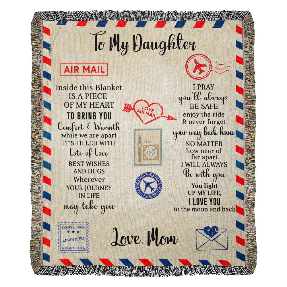 To My Daughter - Air Mail Blanket From Mom - Heirloom Woven Blanket